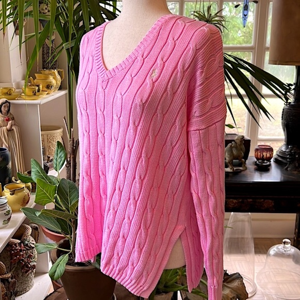 Polo Ralph Lauren Cotton Cabled V-Neck Sweater